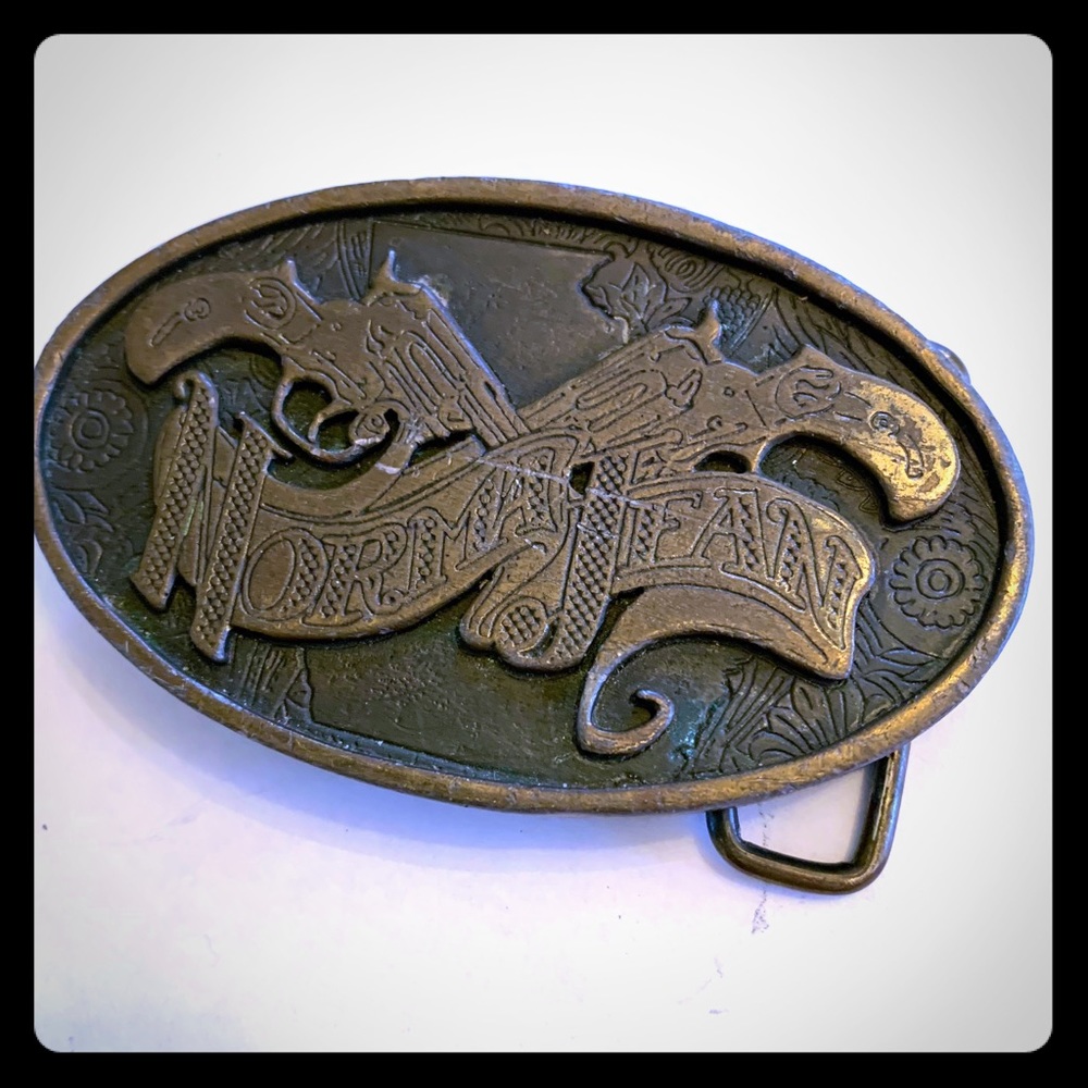 Brass “Norma Jean” Revolver Vintage Belt Buckle